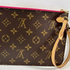 Louis Vuitton Neverfull MM Monogram Pouch Wristlet Wallet Pivoine Pink